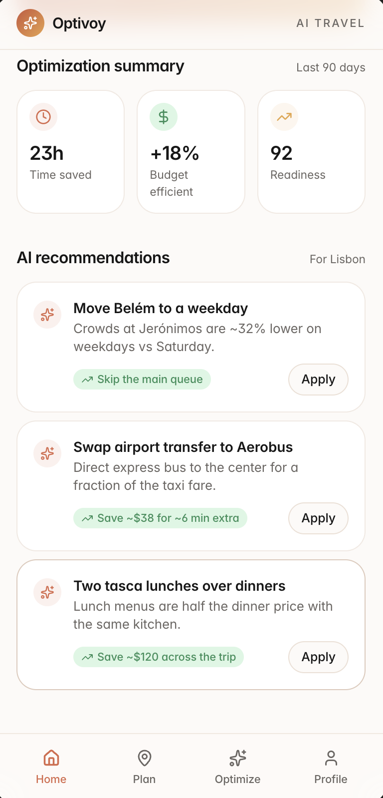 Final AI recommendations screen